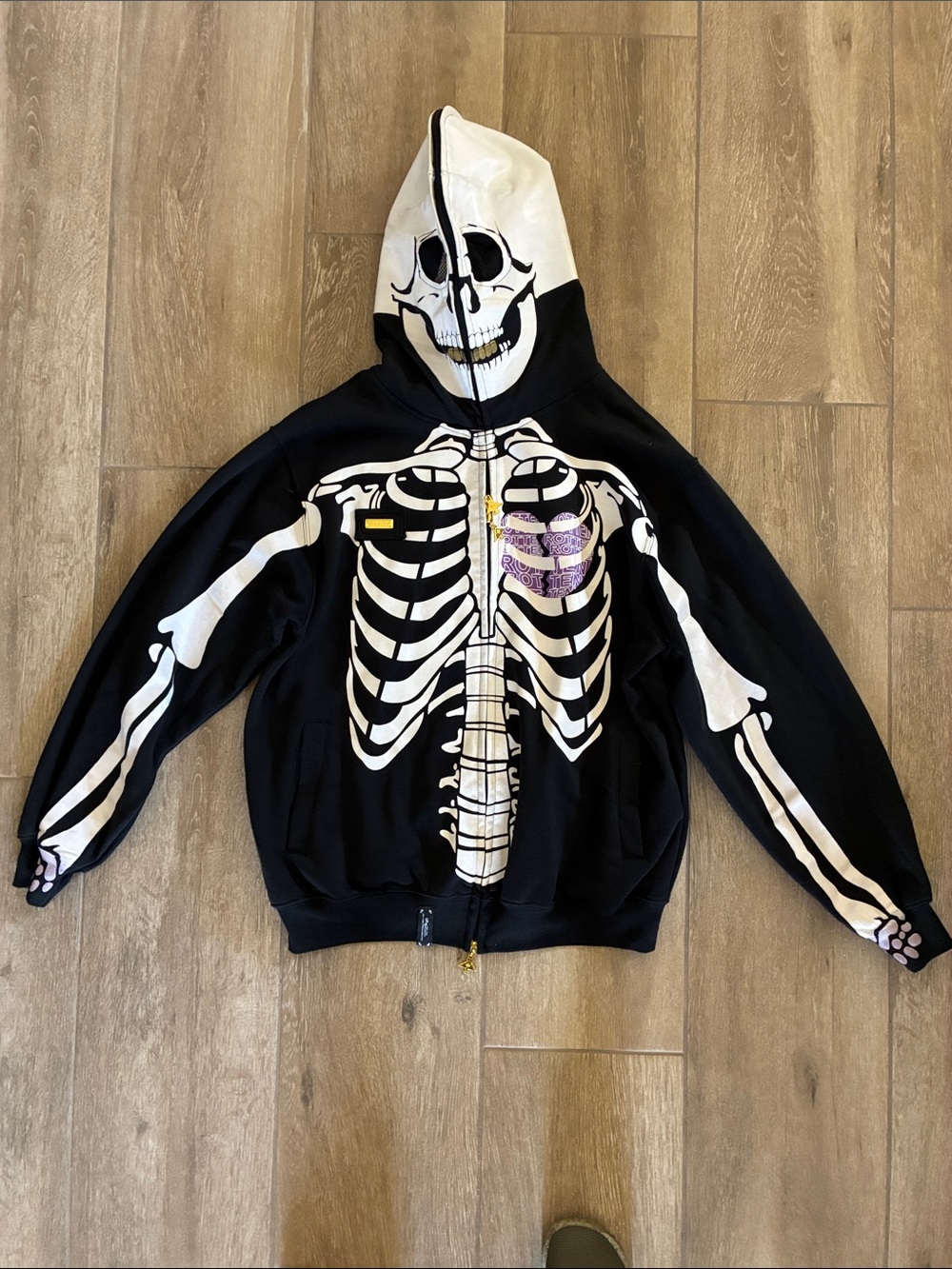 Lng Men's Black Skeleton Zip-Up Hoodie Jacket – Halloween Costume